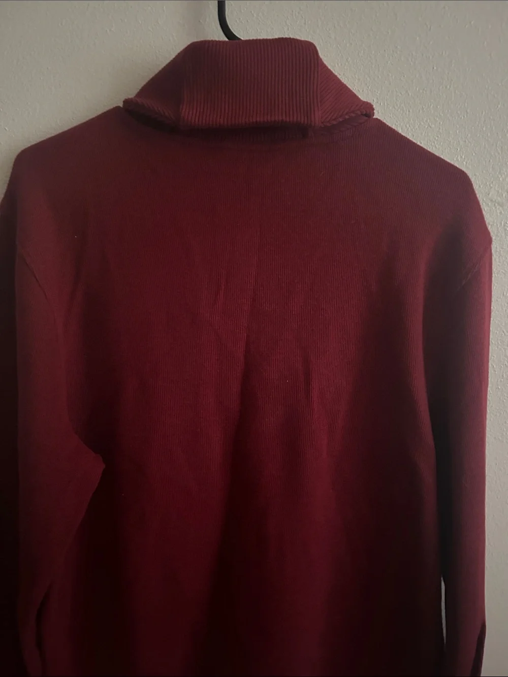 Tasso Elba Men L Shawl Collar Button Cotton Burgundy Rib Collar Hem Sweater